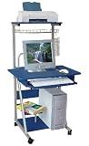 Mobile Computer Desk with Semi-Recessed Monitor Platform - HR-RS-8507-GG