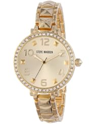 Steve Madden Womens SMW00035-02 Gold Pyramid Link Bracelet Watch