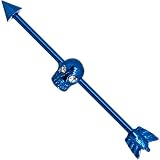Arrow and Skull Blue Anodized Titanium Industrial Project Bar 40mm