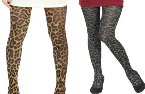 Ymid Select Bamboo Winter Warm Gray/brown Leopard Animal Print Opaque Thick Tights Pantyhose One Size