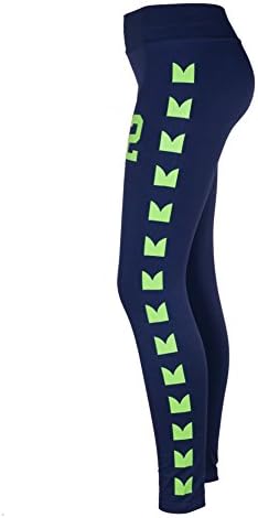 Seattle Football 12th Man Fan Leggings Navy Lime Feathers