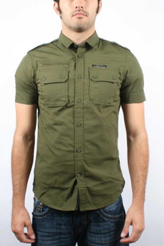 Diesel Men's Siran-S Short Sleeve Shirt, Hunter Green, Small