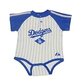 MLB Los Angeles Dodgers Baby / Infant One-Piece Bodysuit / Romper / Onesie - Beige & Blue (Size: 6-9)