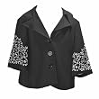 Karen Kane Black Cropped Jacket w/White Embroidery 2X