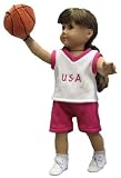 Pink and White Basketball Outfit with Plush Basketball. Fits 18