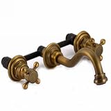 from JoyPockets Vintage Victorian Traditional Wall Mount Widespread Two Cross Handle Bathroom Tap Mixer, Antique Brass