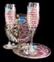 Bellissimo WFPS-0901 Hand Painted America s Flag Design 6 oz. Toasting Flutes with 7 Inch Cake Plates - Set of 2 Each