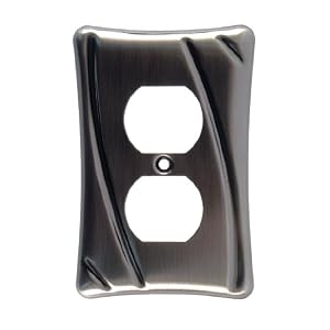 GE 57310 Brushed Chrome Contemporary Duplex Receptacle Wall Plate by General Electric