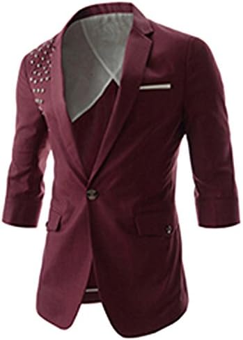 Shemen Mens Casual Half Sleeve Single Breasted One Button Blazer Jacket