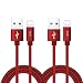 RoFI Phone Charger Cable, [2Pack 2 Feet] Nylon Braided Fast Charging USB Cord 0.6M Compatible Phone X 8 8 Plus 7 7 Plus 6s 6s Plus 6 6 Plus 5 5S 5C SE Air Mini and Car Display (Red)