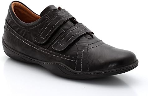 Taillissime Mens Leather Jogging Shoes Black Size 44