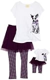Dollie & Me Girls 2-6x Sweet Heart Rose Solid Jersey & Mesh Three Piece Sports Wear Set