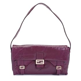 Fendi Burgundy Baguette Leather Shoulder Handbag