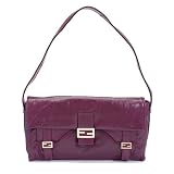 Fendi Burgundy Baguette Leather Shoulder Handbag