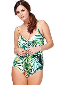 Plus V-Neck Jungle Print Swimsuit
