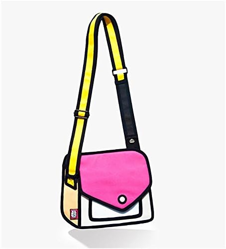 Airthea® Fashion Mixed Color 3D Jump Style 2D Drawing from Cartoon Paper Bag Hand Bag Jumpfrompaper Comic Bow Handbags Messenger Shoulder Bag Gift (Pink)