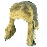 New Winter Faux Fur Pilot Trapper Trooper Ski Hat Olive Large Extra Large