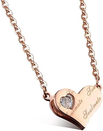 Nail King Heart Shape Pendant Cubic Zirconia NecklaceRose Golden