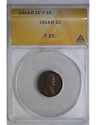 Single Detail Page Misc: 1914 D Lincoln Wheat Cent ANACS F15 Key Date Penny Coin