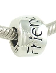 Authentic Biagi Sterling Silver Friend Engraved Charm for European Bead Bracelet