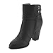 NATURE BREEZE FE17 Women's Dual Buckle Strap Stacked Block Heel Ankle Bootie
