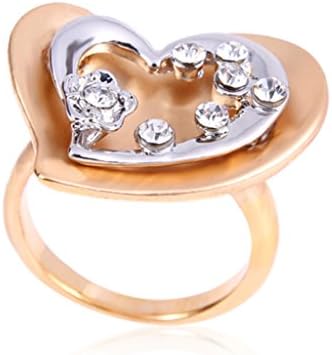 Lingking Brand Jewelry Gold Plated Cubic Zirconia Love Apple Heart Shaped Metal Cocktail Ring