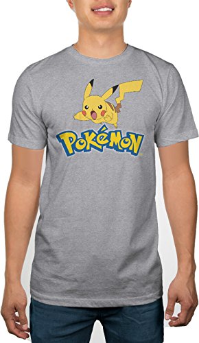 Pokemon Pikachu Pounce Mens Grey T-shirt