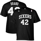 NBA adidas Elton Brand Philadelphia 76ers #42 Net Number Player T-Shirt - Black (Medium)