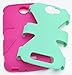 One Touch Fierce 2 Case, Bastex Heavy Duty Hybrid Dynamic Protective Case - Hot Pink Soft Silicone Cover with Teal Hard Shell Case for Alcatel One Touch Fierce 2 7040T, Pop Icon A564C