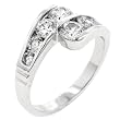 White Gold Rhodium Bonded Anniversary Ring with Channel Set Clear CZ in Silver Tone in Sizes 5-10 with 2.1 Total Carat Weight