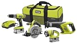 Tools & Hardware : Factory-Reconditioned Ryobi 4-Piece One+ 18V Lithium Power Tool Kit ZRP843