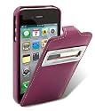Sch&ouml;ne Echt Leder Tasche Flip Case / Auflklappbar f&uuml;r Apple iPhone 4 mit Sichtfenster Purple / Lila / von MELKCO