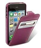 Produkt-Bild: Sch&ouml;ne Echt Leder Tasche Flip Case / Auflklappbar f&uuml;r Apple iPhone 4 mit Sichtfenster Purple / Lila / von MELKCO