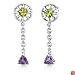 Heart Peridot & Trillion Amethyst Dangling Earrings Sterling Silver