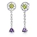 Heart Peridot & Trillion Amethyst Dangling Earrings Sterling Silver