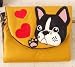 シシマル刺繍ウォレット★犬のワッペン刺繍♪2つ折り財布★イエロー★フレブル　ボストンテリヤ