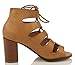 Delicious Women's Yohan Open Toe Lace Up Stacked Heel