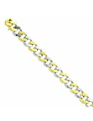 Genuine 14K Yellow Gold Two-Tone 11.55Mm Polished Fancy Link Bracelet 8.5 Inches 100% Satisfaction Guaranteed.