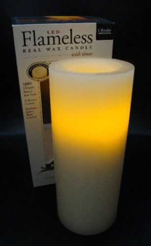Flammenlose Echtwachskerze CREME 20 cm mit Vanilleduft