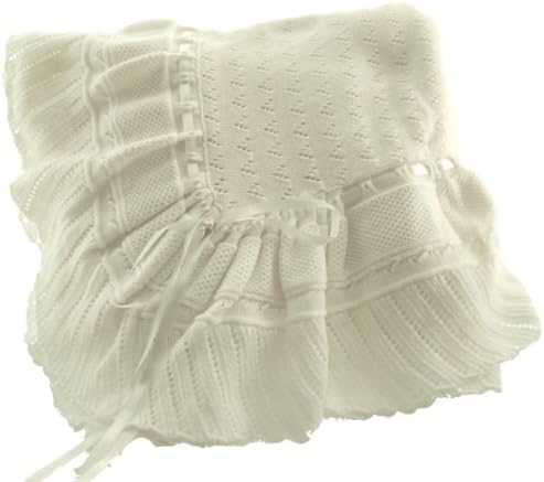 White Knit Shawl Baptism Christening Blanket Feltman Brothers