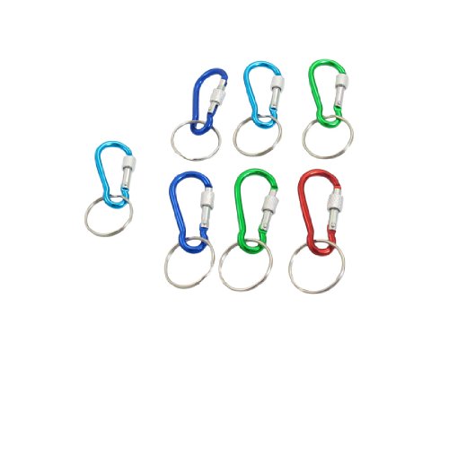 uxcell 7 Pcs 5# Screw Lock Mini Multicolor Aluminum Carabiner Hook w Keyring