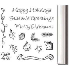 Inkadinkado Clear Peg Stamp Set-Sketchbook Christmas, Includes Peg Block