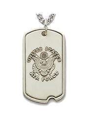 Sterling Silver 1 1/8" Engraved U.S. Air Force Dog Tag w/ St. Michael on Back on 24" Chain