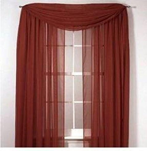 Brick Rust Scarf Sheer Voile Window Curtain Drapes Valance Many Sizes Available