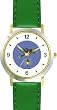 Jack (Frog) Be Nimble & Jump Over the Candlestick - from Mother Goose by Artist: Sylvia Long - WATCHBUDDY&reg; DELUXE TWO-TONE THEME WATCH - Arabic Numbers - Green Leather Strap-Size-Large ( Men's Size or Jumbo Women's Size )