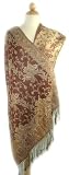 Elegant Brown & Beige Silk Pashmina Shawl Wrap