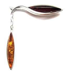 Multicolor Amber and Sterling Silver Large Dangling Pin: Ian and Valeri Co.: Jewelry