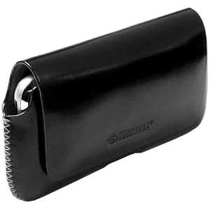 Krusell Large Hector Horizontal Smooth Leather Universal Case with Beltloops for Cell Phones and iPhone (Black)