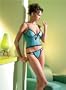 2Pc Ribbon Lace Cami With Scalloped Lace Trim And Double Strap G-String (Turquoise;One Size)