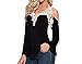 FUNOC® Womens Sexy V-Neck Lace Off Cut Out Shoulder Long Sleeve Tops Shirt